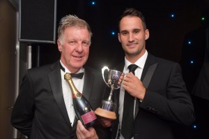 Clive Griffiths, Calleva Nutirition MD, presenting Lewis Gregory with his well earned award.